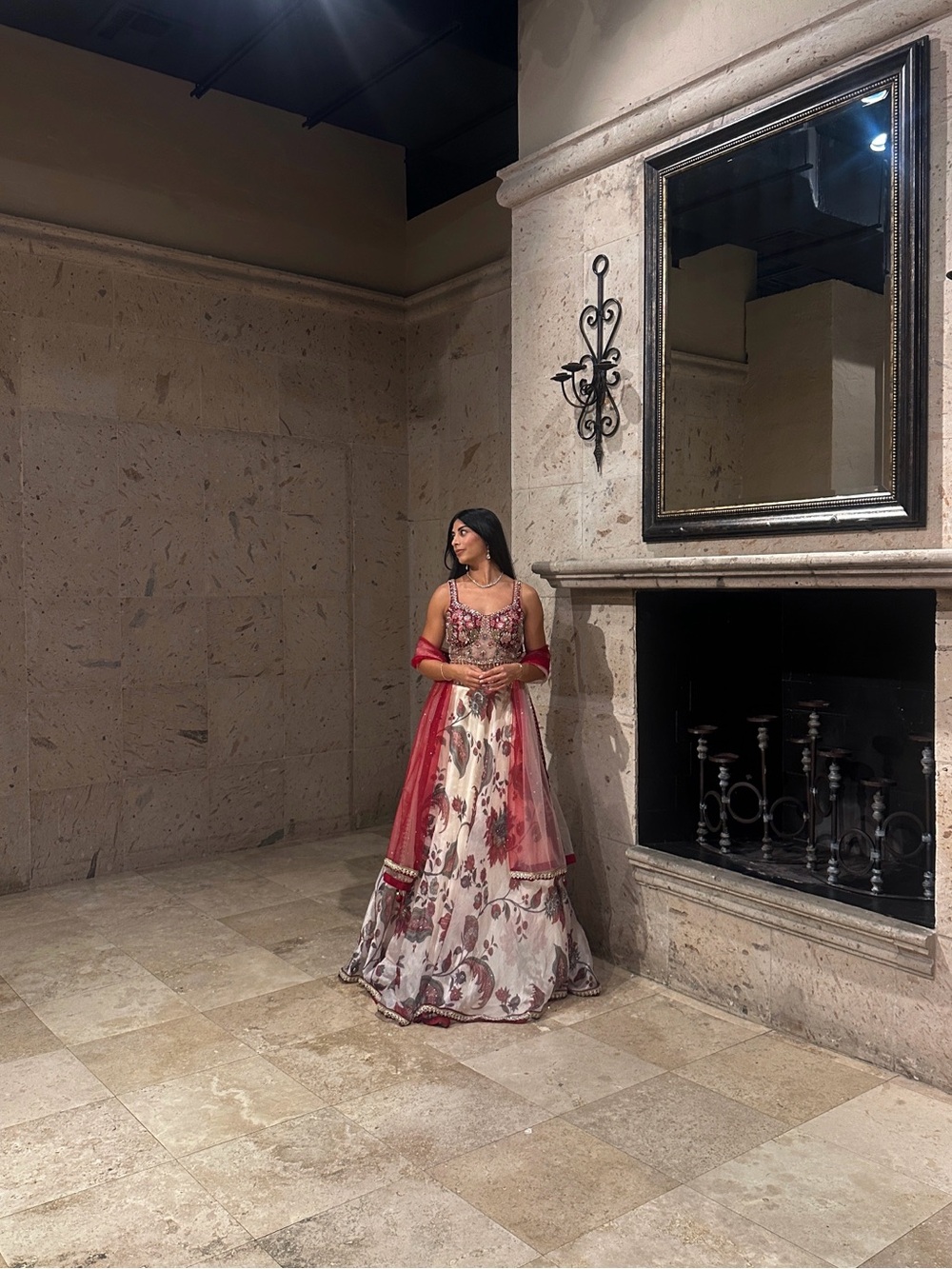 Beautiful red and white floral lehenga for weddings